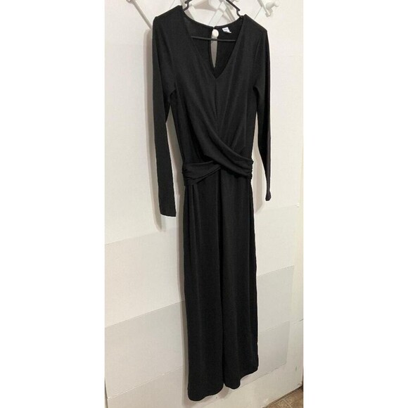 Old Navy Woman's Black Jumpsuit/Jumper Elegant  Faux Wrap Wide Leg Size Small - Picture 2 of 15